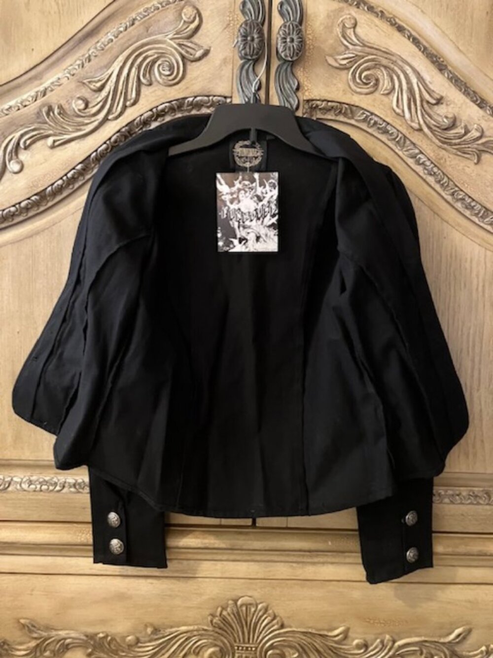 FUNHOUSE - BLACK MILITARY GOTH JACKET -100% COTTON -SMALL -NWT - Picture 3 of 7
